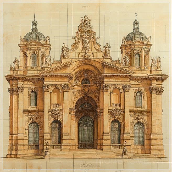 Bản vẽ kiến trúc Baroque siêu thực