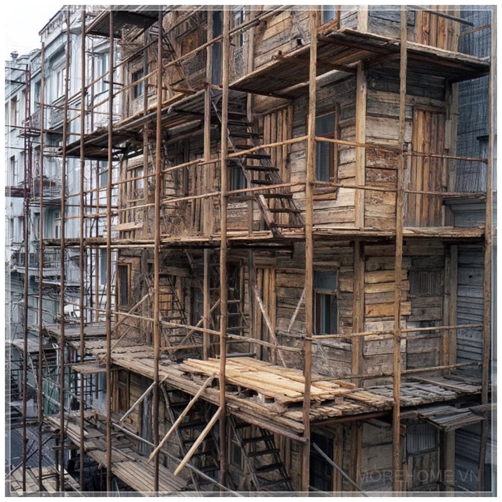 Giàn Giáo Tạm Thời Làm Từ Các Tấm Gỗ...